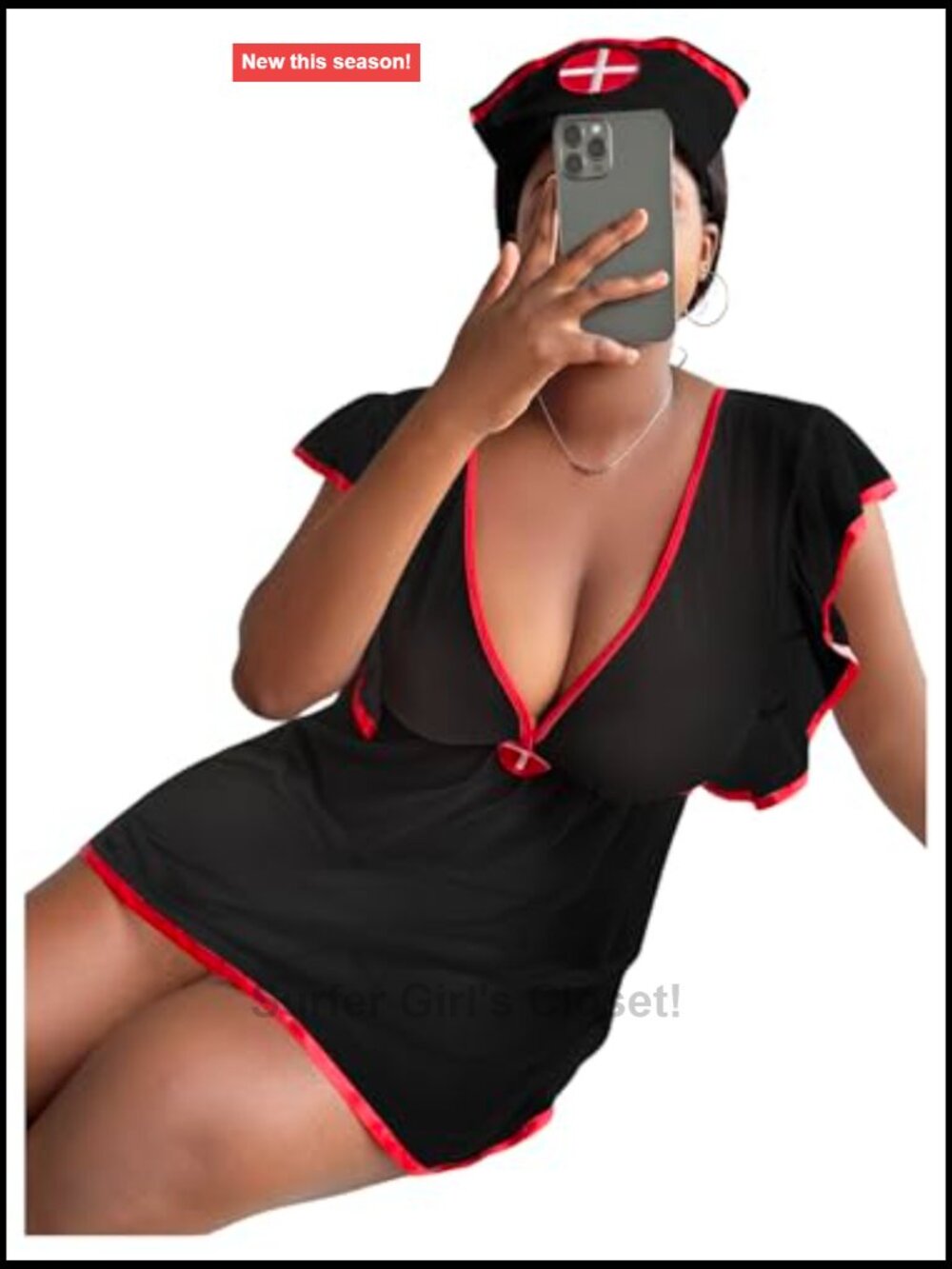 Plus Size 3 Piece Nurse Roleplay Lingerie Set Mesh Sheer Naughty Cosplay - Picture 3 of 4